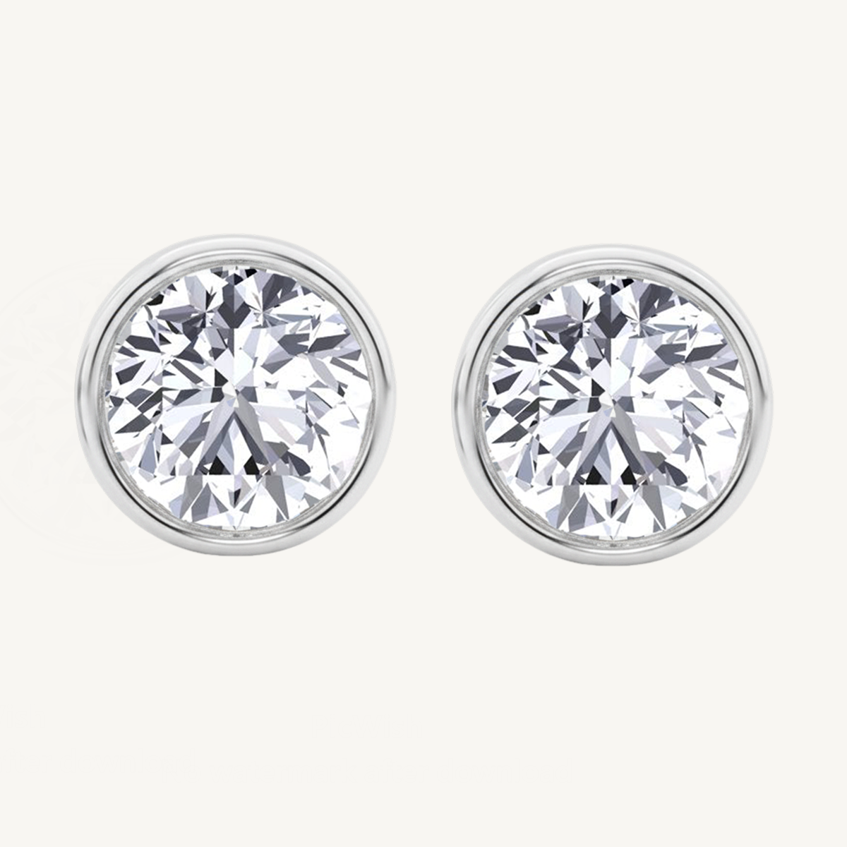 Bezel Set Round Cut Natural Diamond Studs