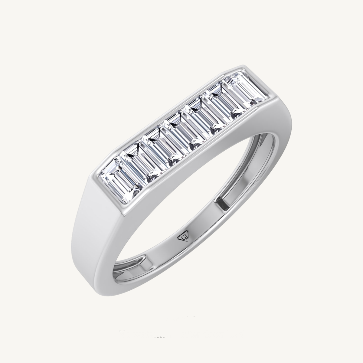 Baguette Shape Channel Setting Natural Diamond Wedding Band