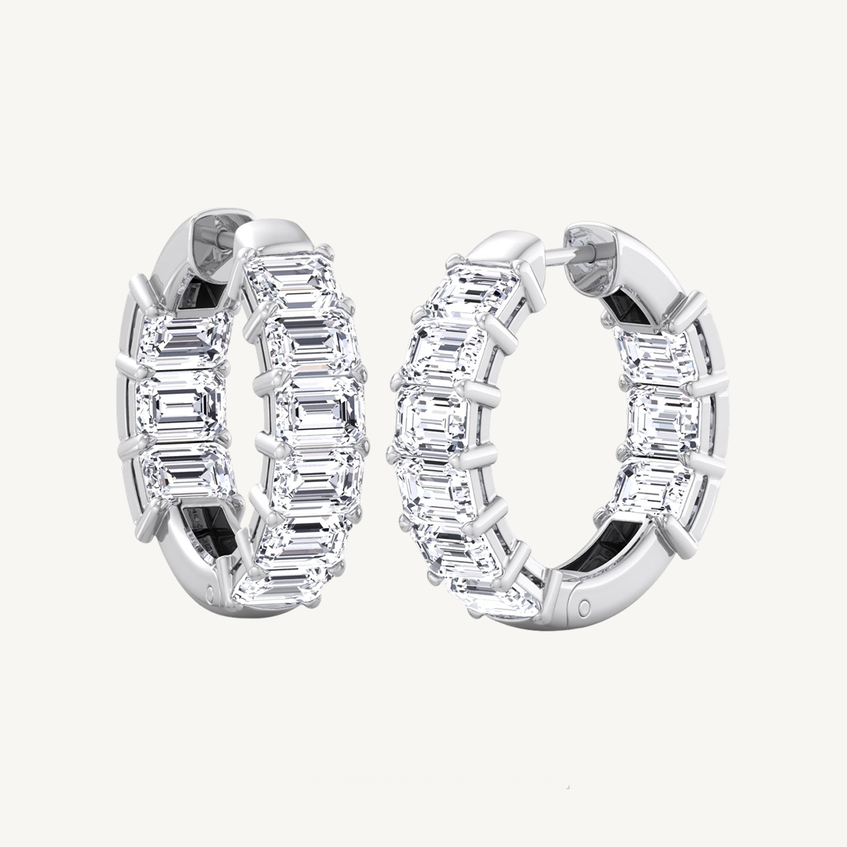 Escudo - 6.35 Carat Emerald Cut Diamond Inside Out Hoops