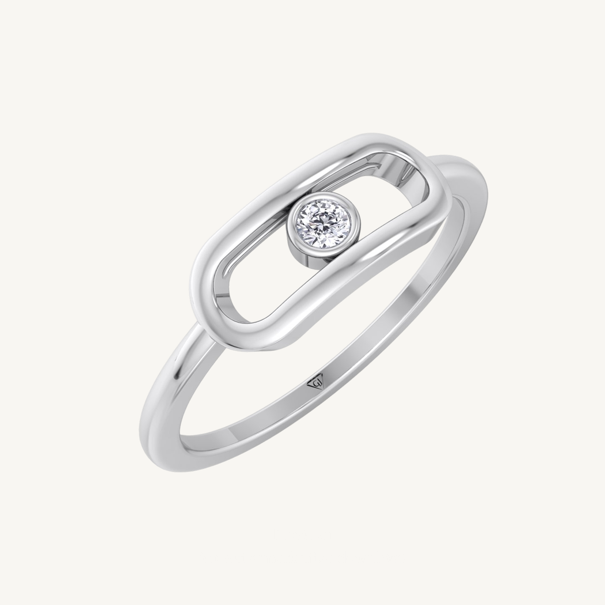 Fashion Diamond Gold Ring with Single Bezel Stone