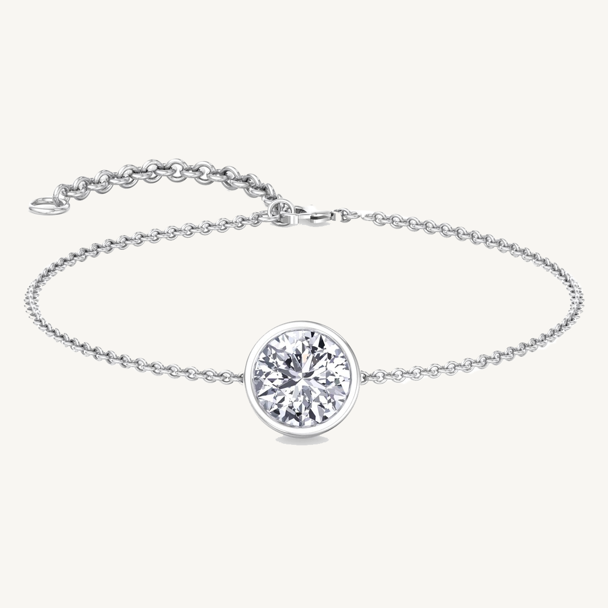 Bezel set natural diamond solitaire bracelet 14K gold