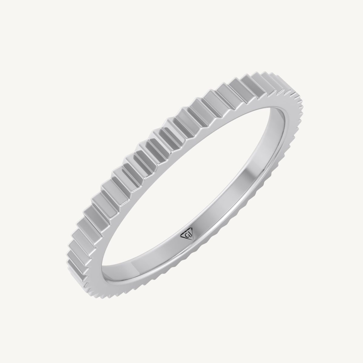 Unisex 2mm Fluted Gold Band
