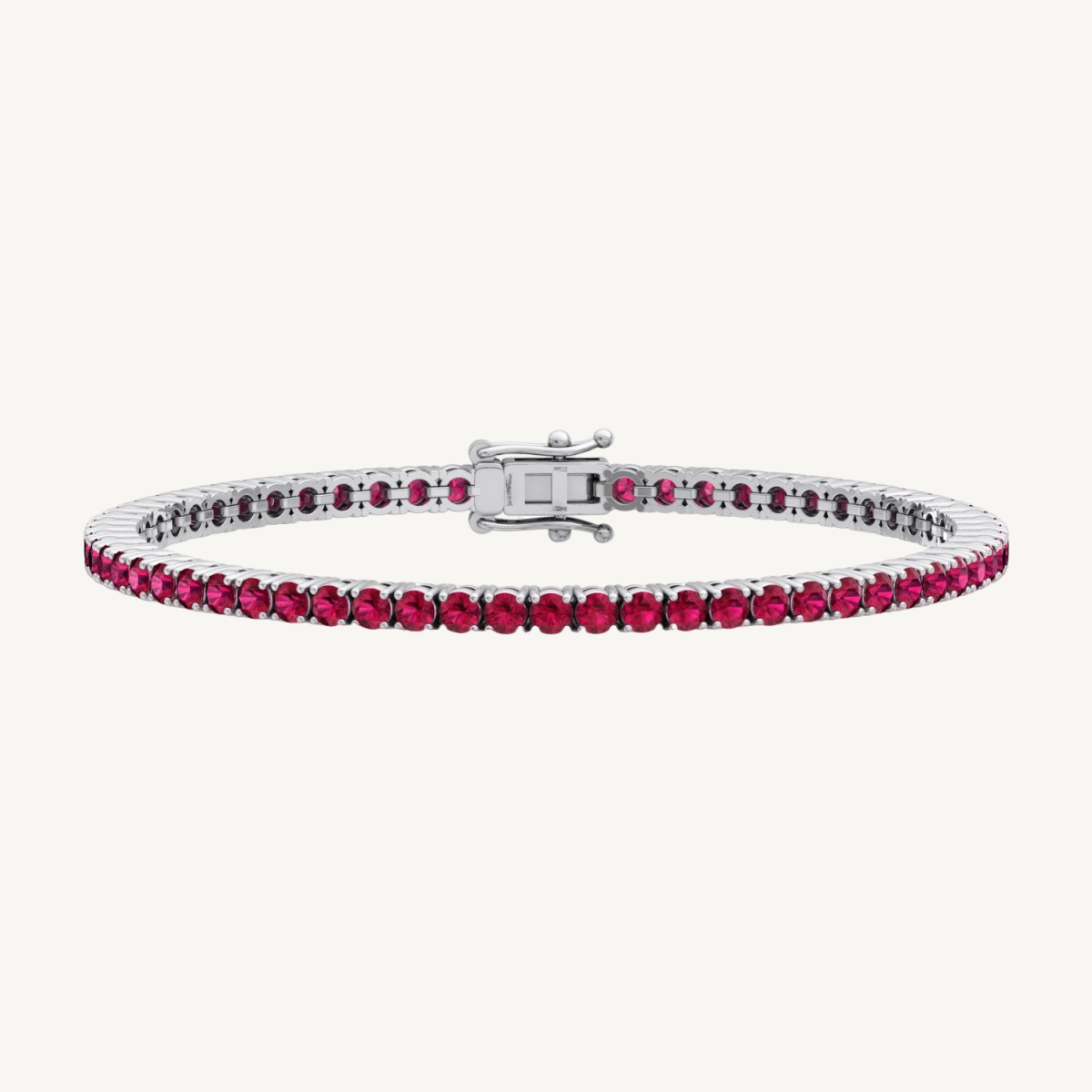 4-prong natural red ruby tennis bracelet 14K gold