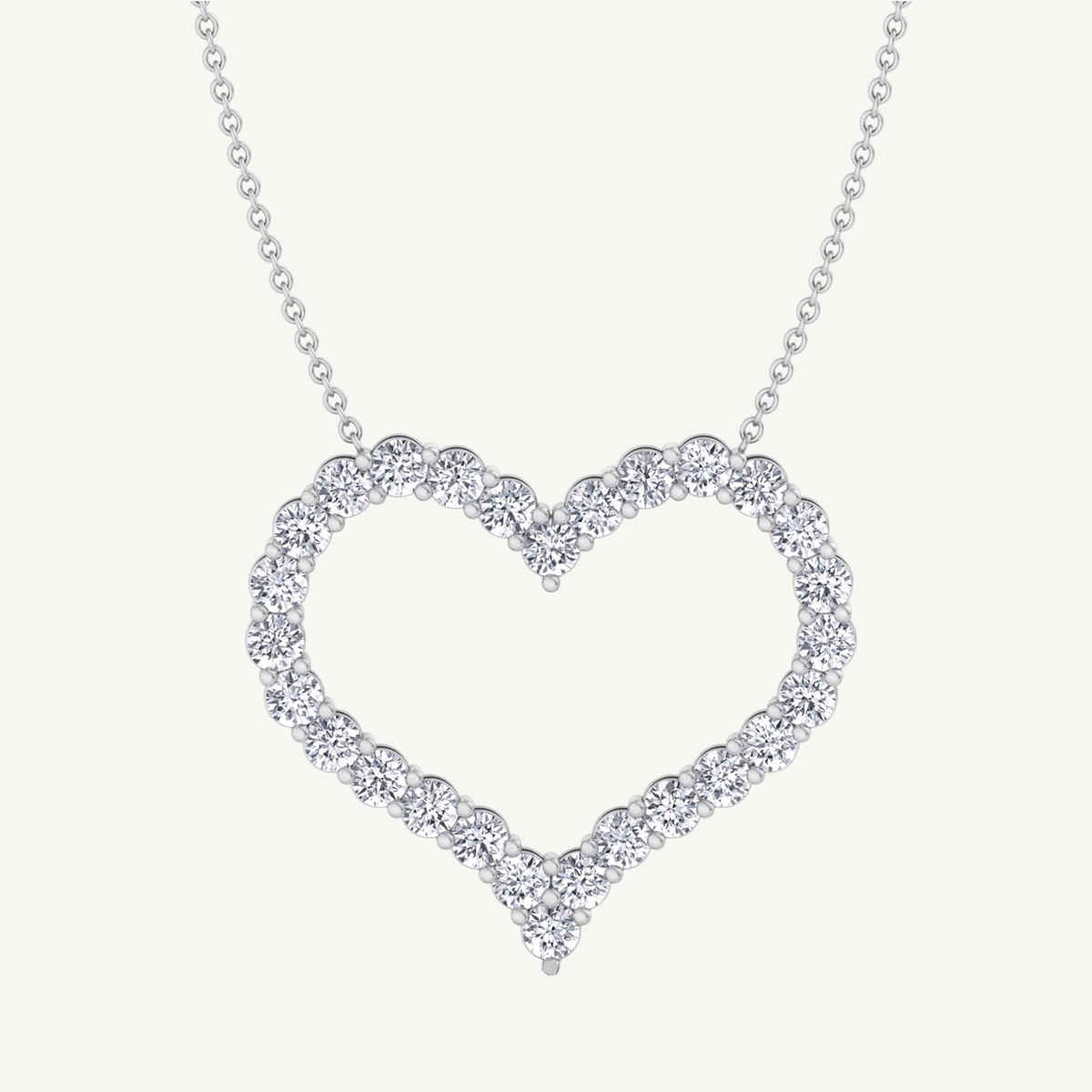 Open Heart Diamond Pendant Necklace (2.05CT ) Valentines Gift