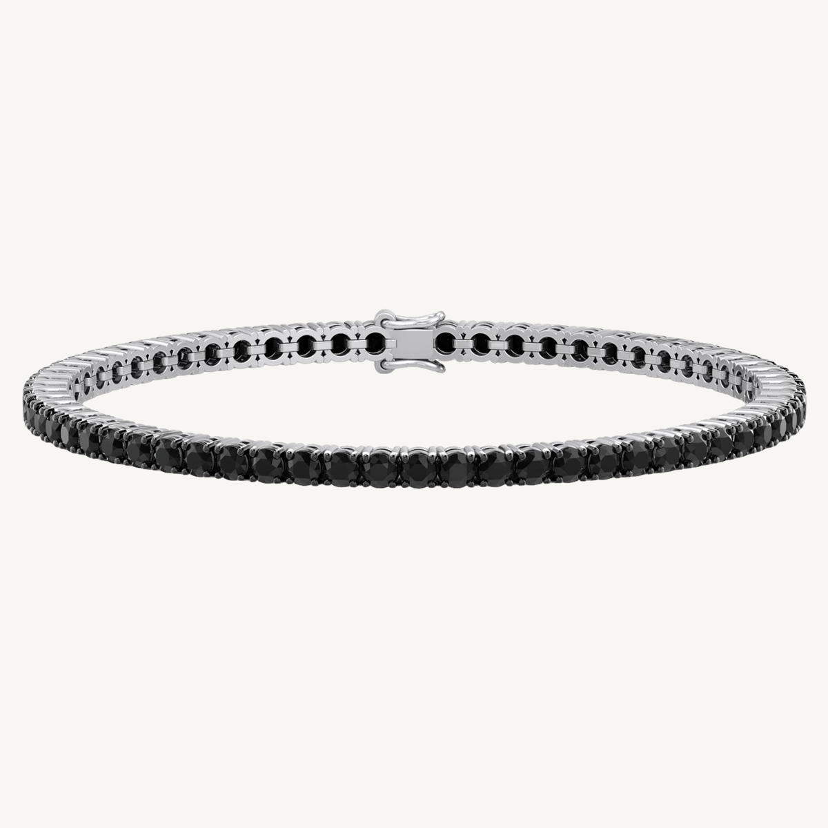 Men's Natural Black Diamond Tennis Bracelet in Platinum