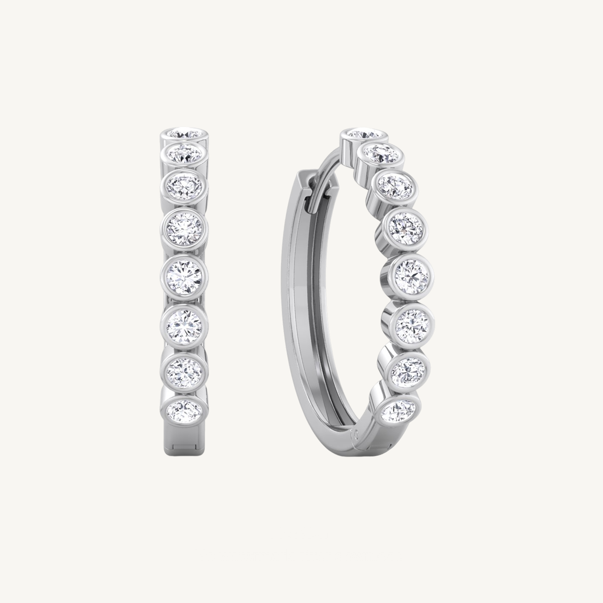 Round Shape Natural Diamond Hoop Earrings