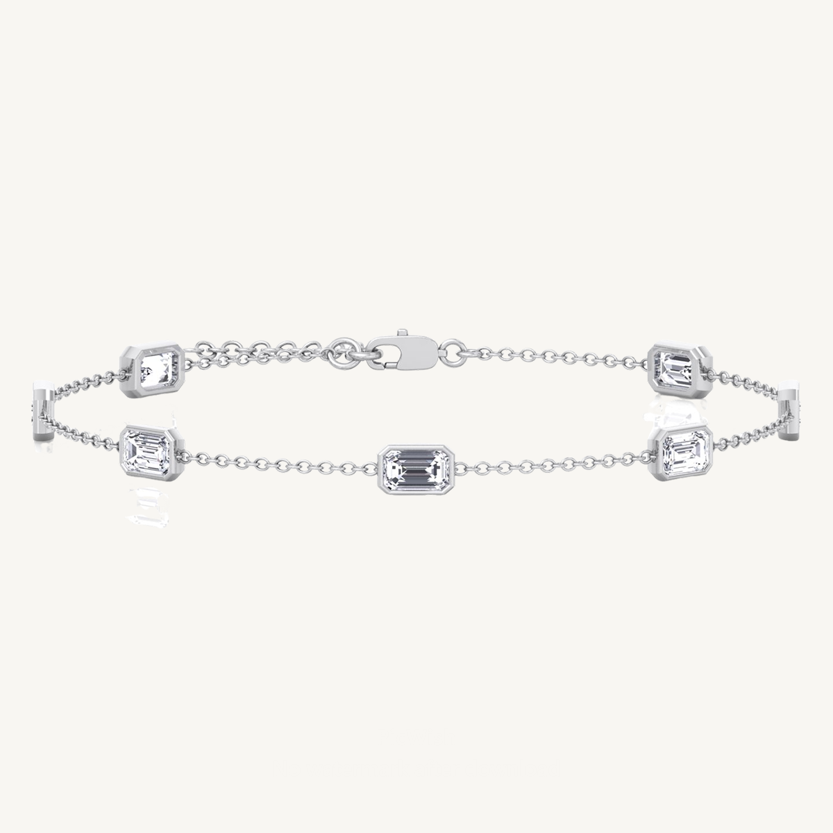 Emerald Shape Natural Diamonds Station Bracelet