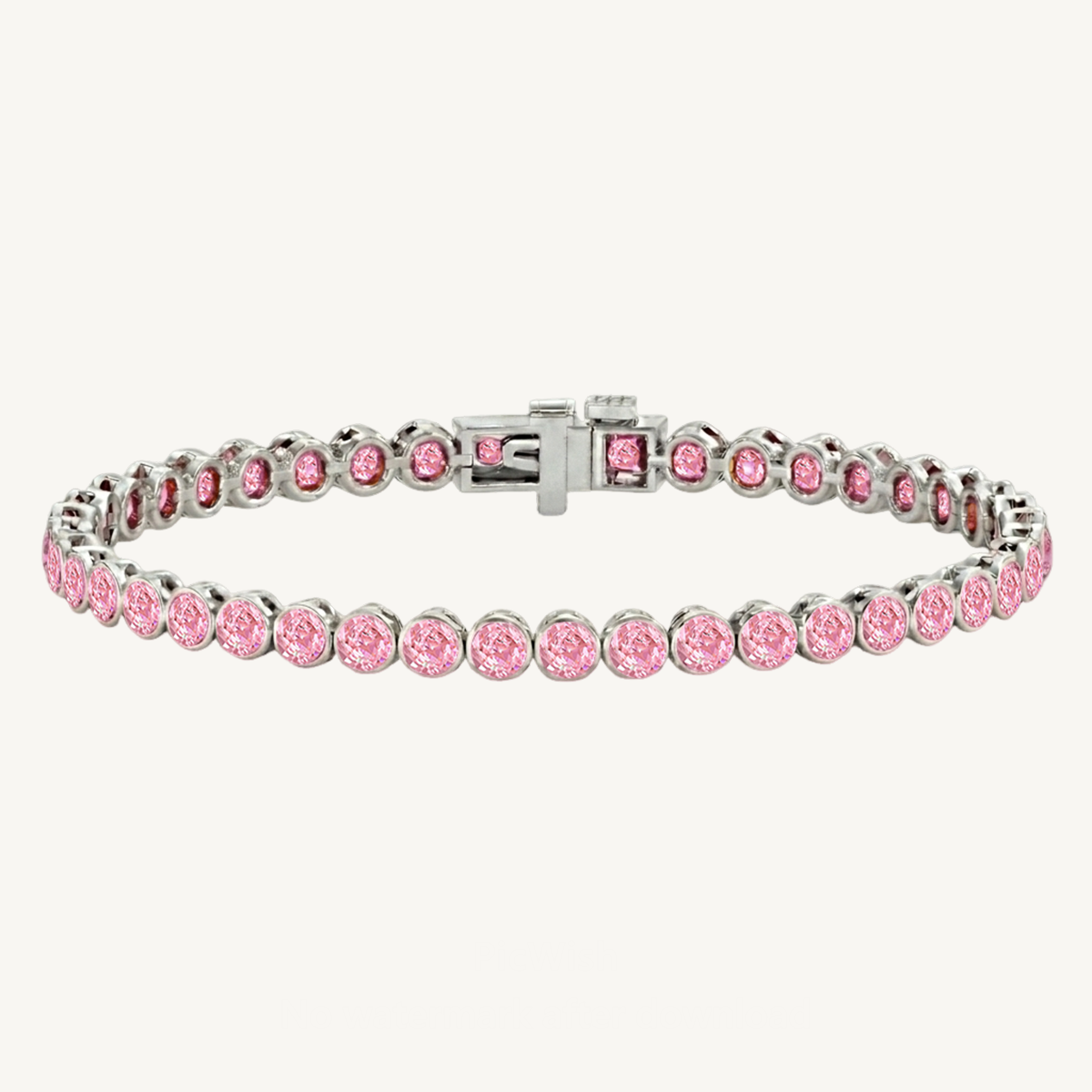 Bezel Set Natural Pink Sapphire Tennis Bracelet 14K Solid Gold