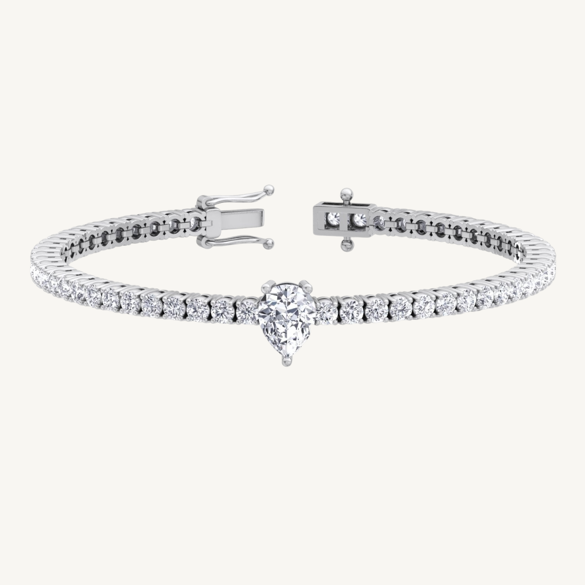 7CT natural diamond bracelet with pear shape center stone