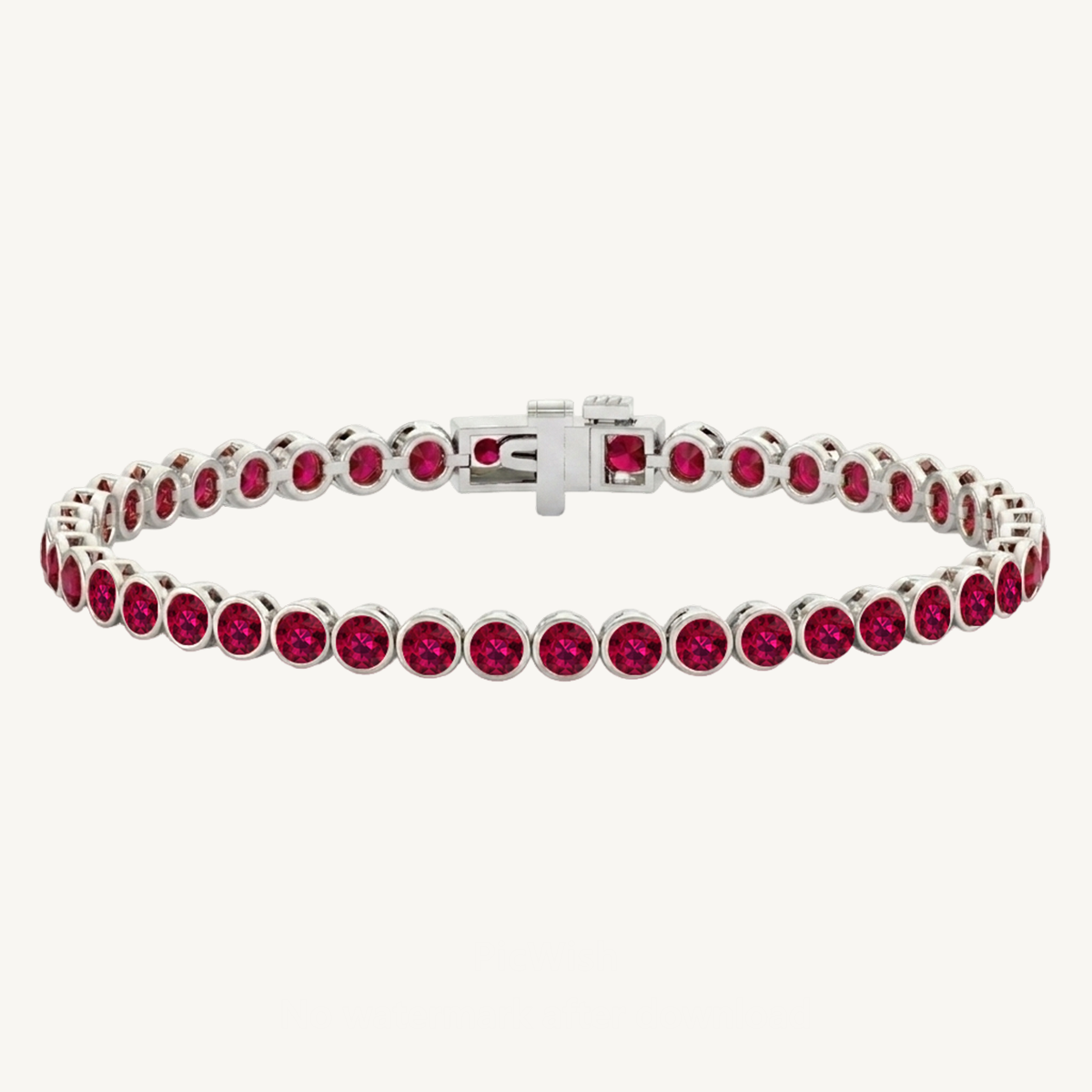 Bezel Set Natural Red Ruby Tennis Bracelet 18K Solid Gold