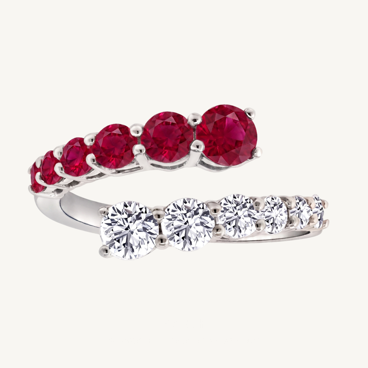 Round Cut Natural Red Ruby and Diamond Wrap Ring