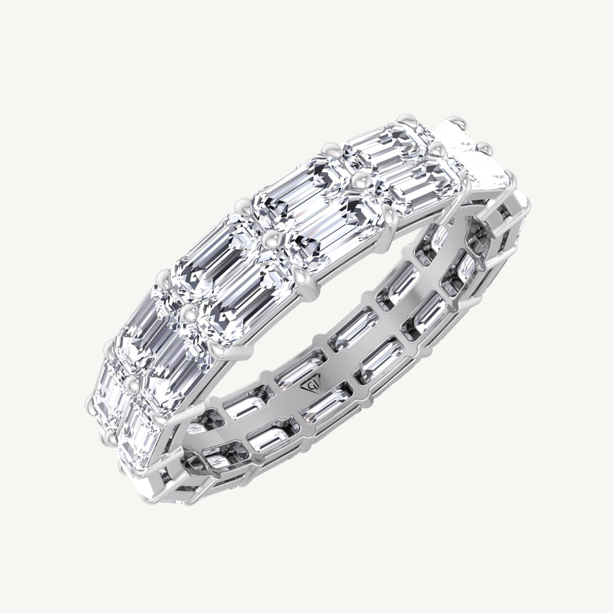 Double Row East to West Emerald Cut Diamond Eternity Band