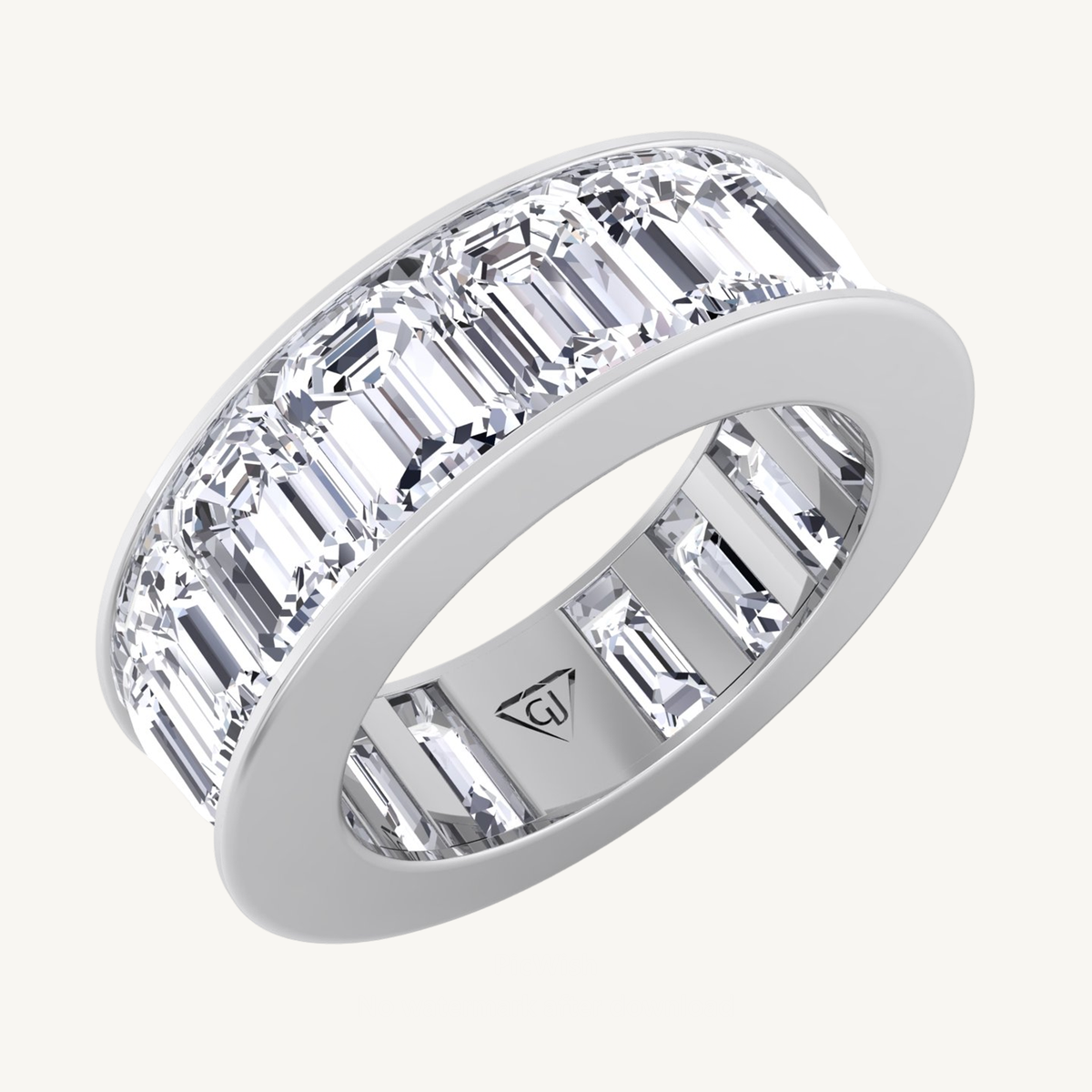 Channel Set Emerald Cut Natural Diamond Eternity Band