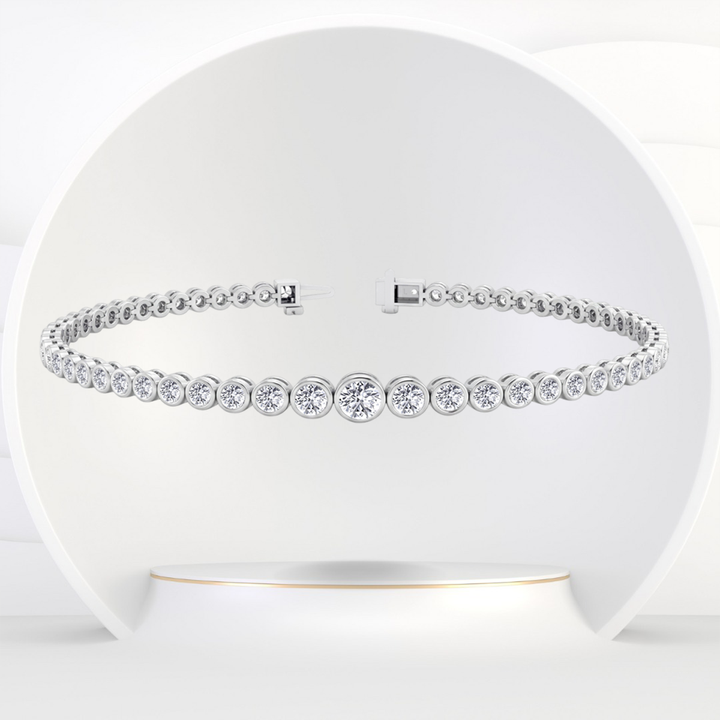 Bezel Set Graduated Natural Diamond Tennis Bracelet