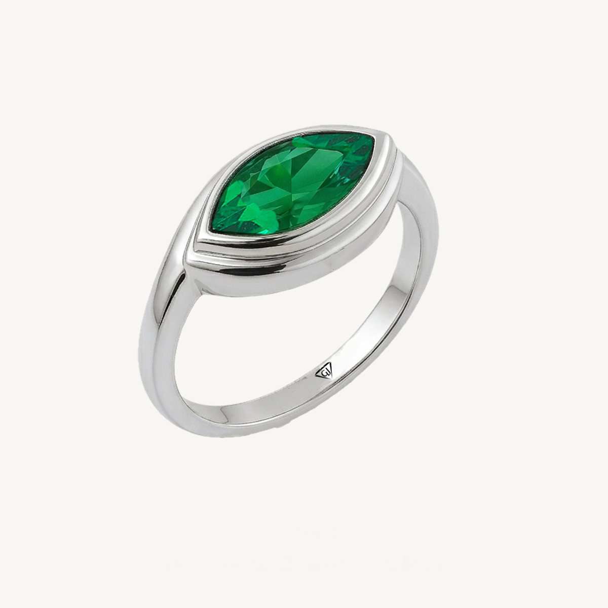 Natural Green Emerald Marquise Shape Pinky Ring