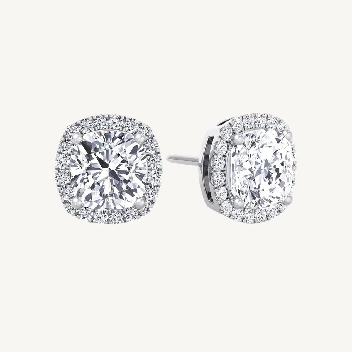 Cushion Cut Diamond Halo Studs