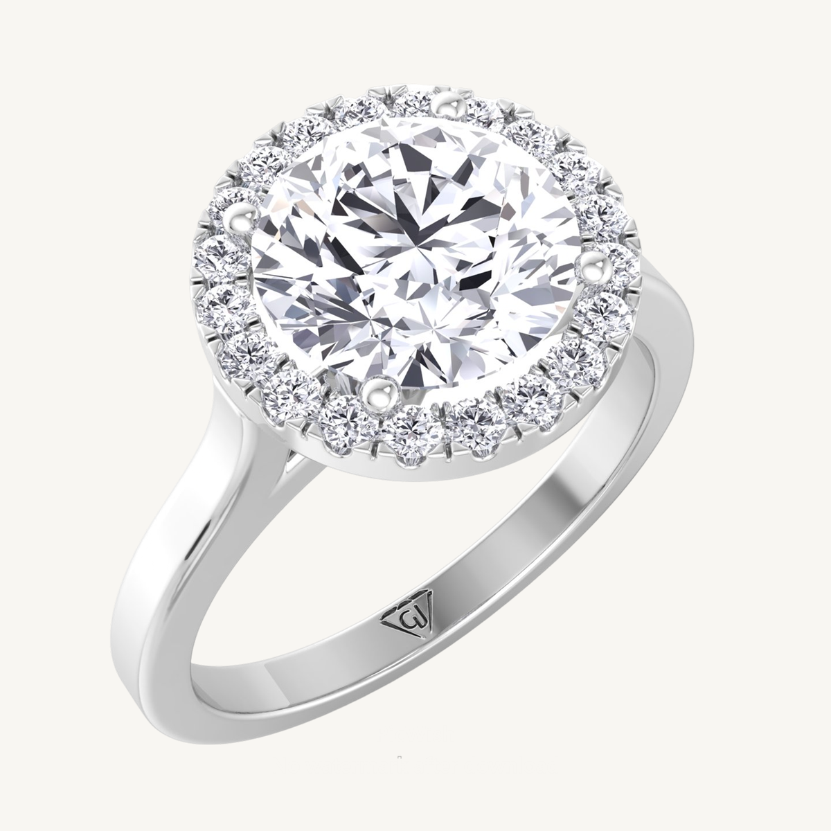 Round Cut Diamond Halo Engagement Ring