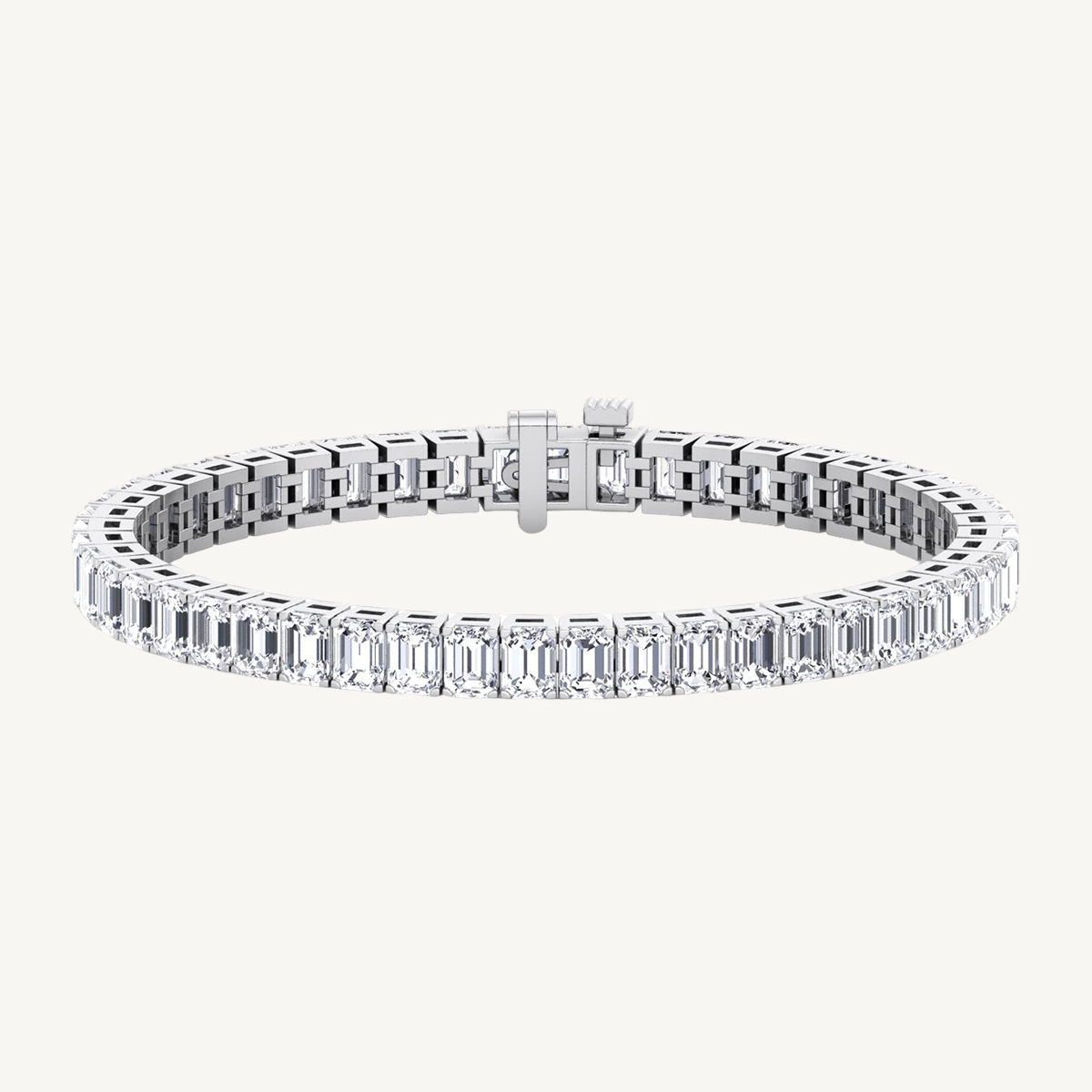 Emerald Cut Natural Diamond Tennis Bracelet 18K Solid Gold