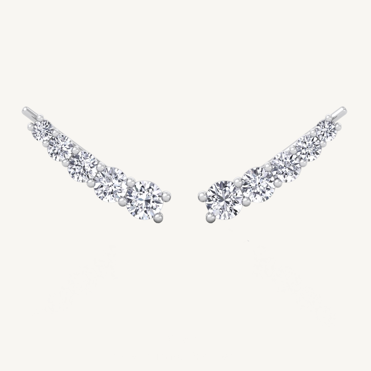 Graduated Round Shape Natural Diamond Cuff Earrings