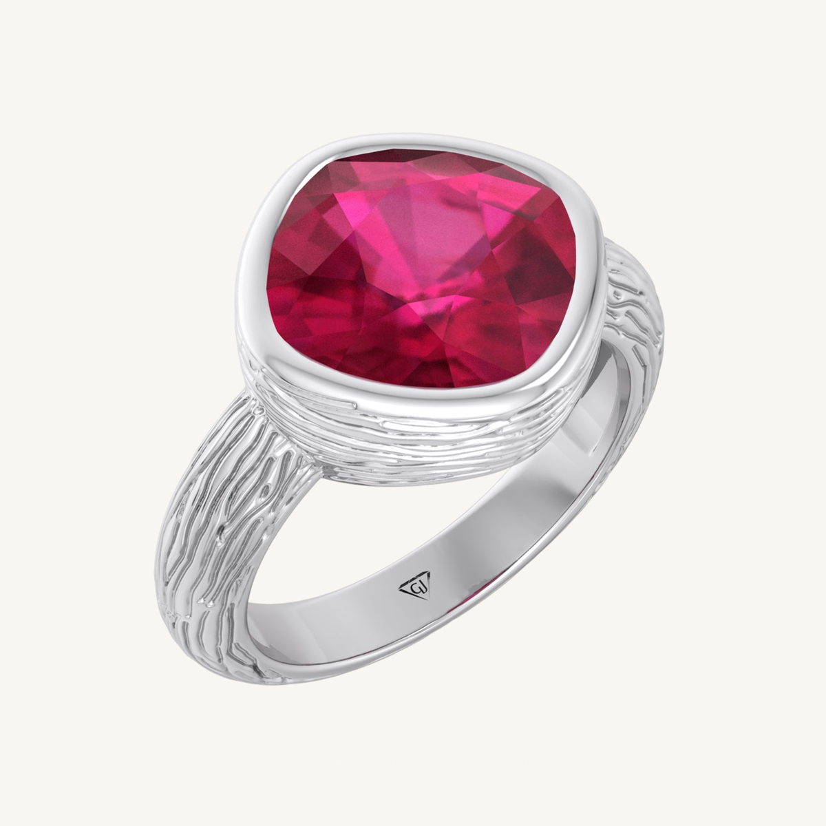 Cushion Cut Solitaire Ruby Engagement Ring