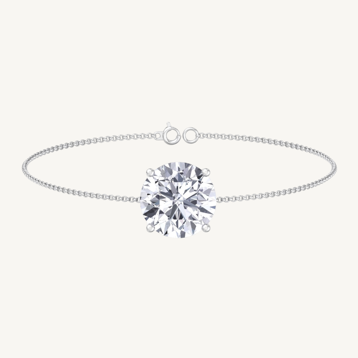 Round natural diamond solitaire bracelet 14K gold