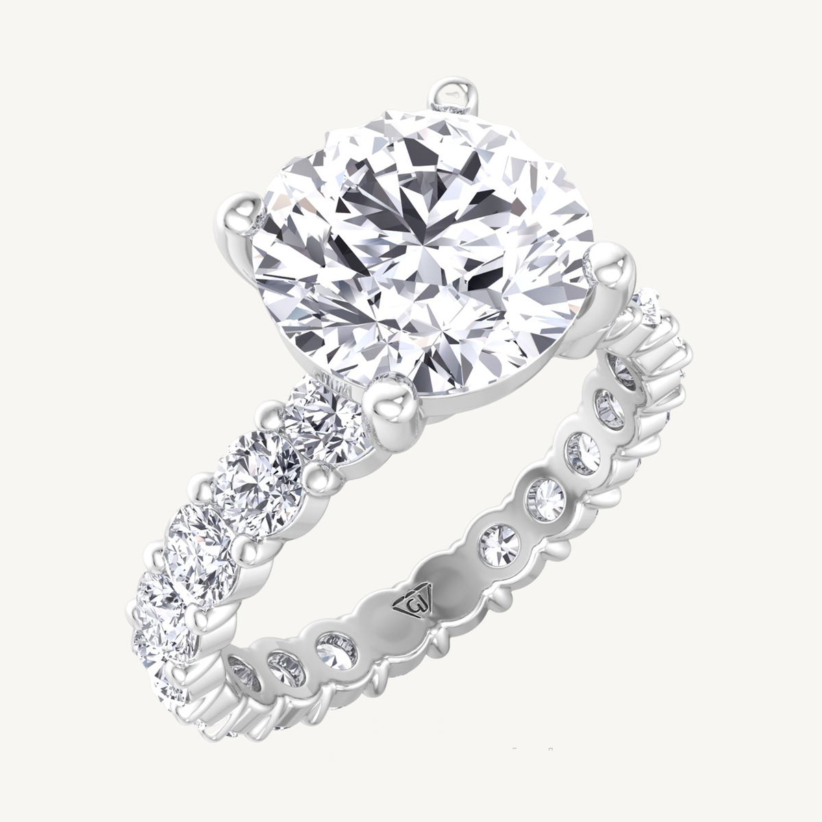 Round Cut Diamond Eternity Style Engagement Ring
