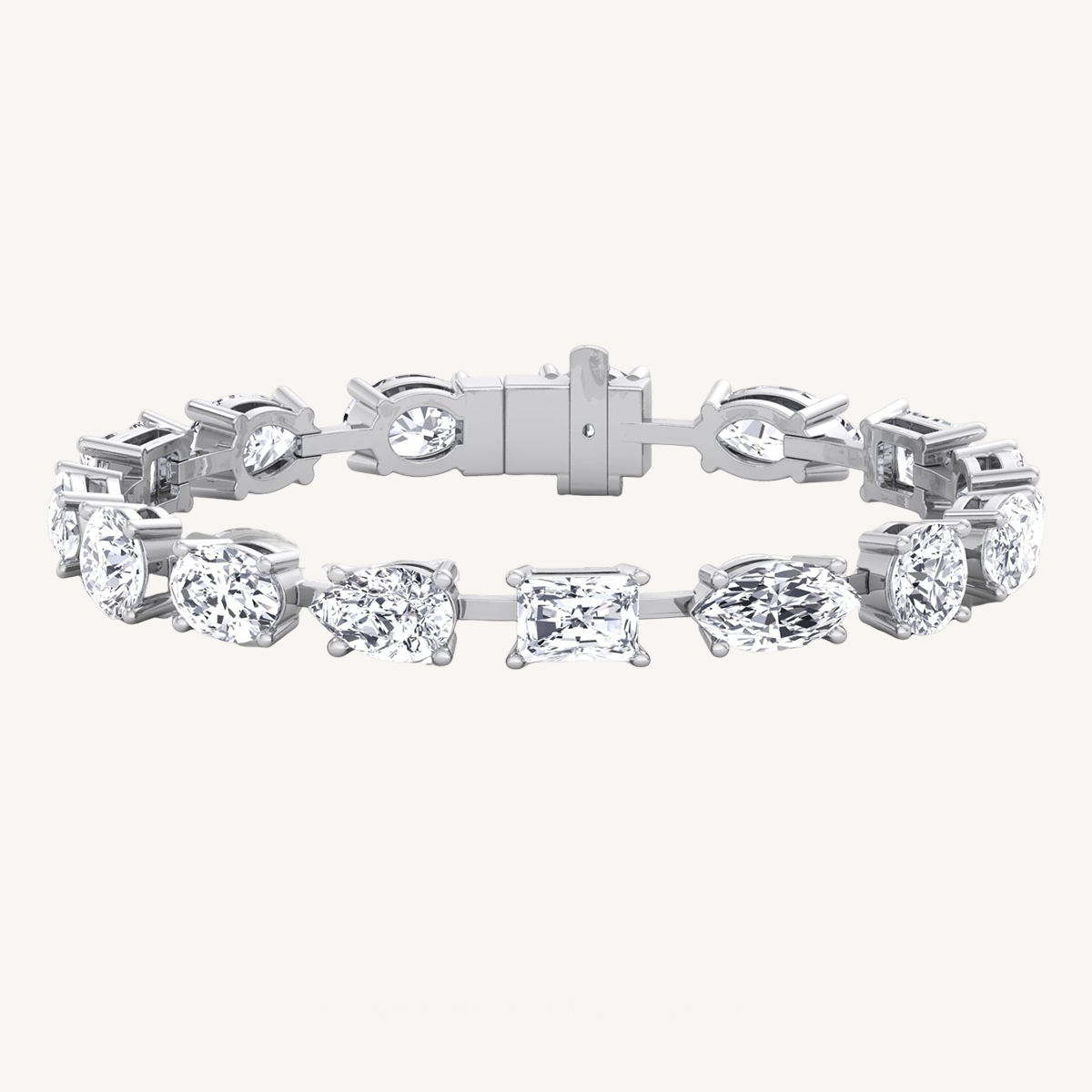 Mixed Multi Shape Natural Diamond Tennis Bracelet 14K Solid Gold
