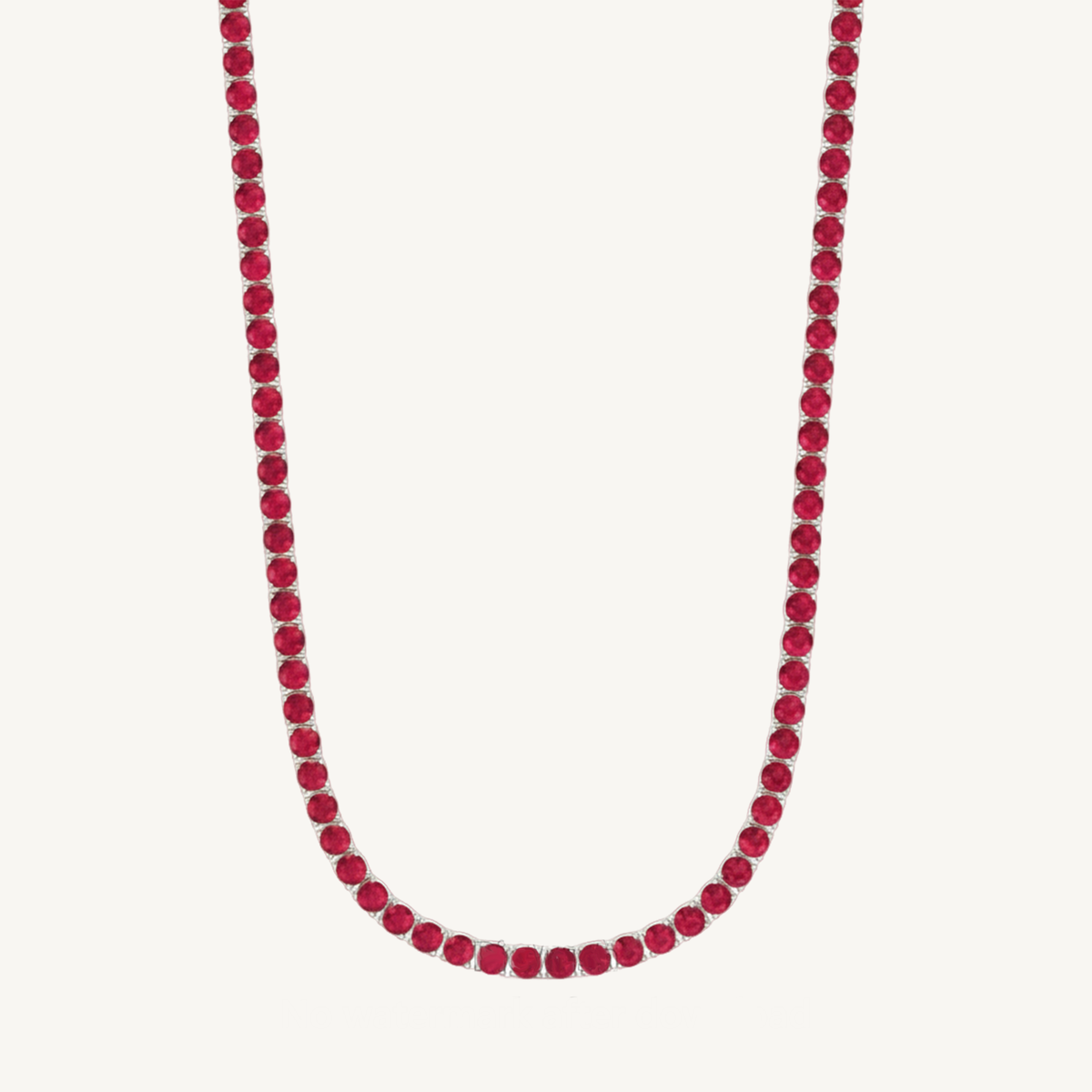 Round Cut Natural Red Ruby Tennis Necklace 18K Solid Gold