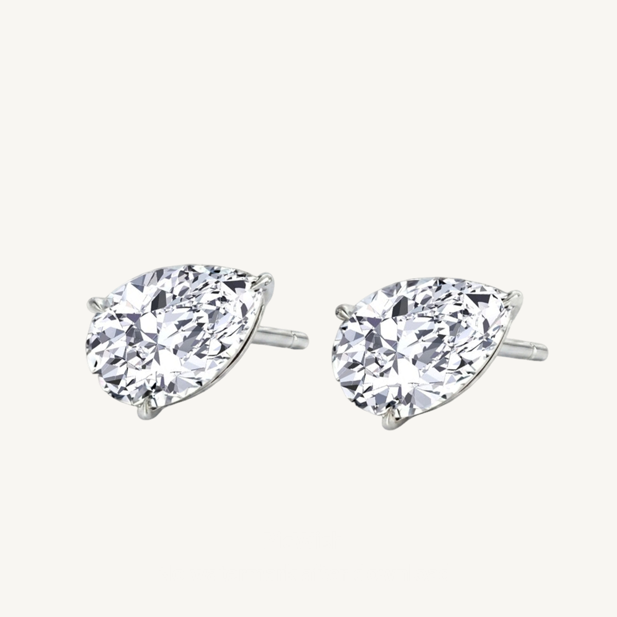 Pear Shaped East West Natural Diamond Studs