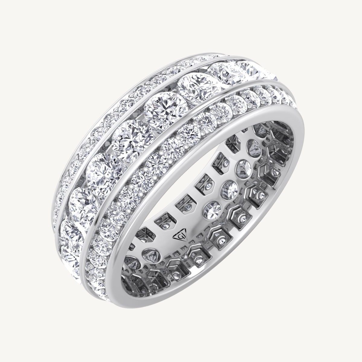 (3.28CT T.W.) Exclusive 3 Row Round Diamond Eternity Band