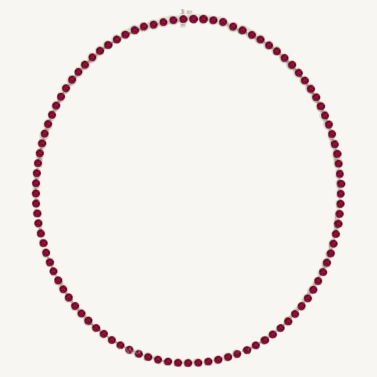 Bezel Set Natural Red Ruby Tennis Necklace 14K Solid Gold