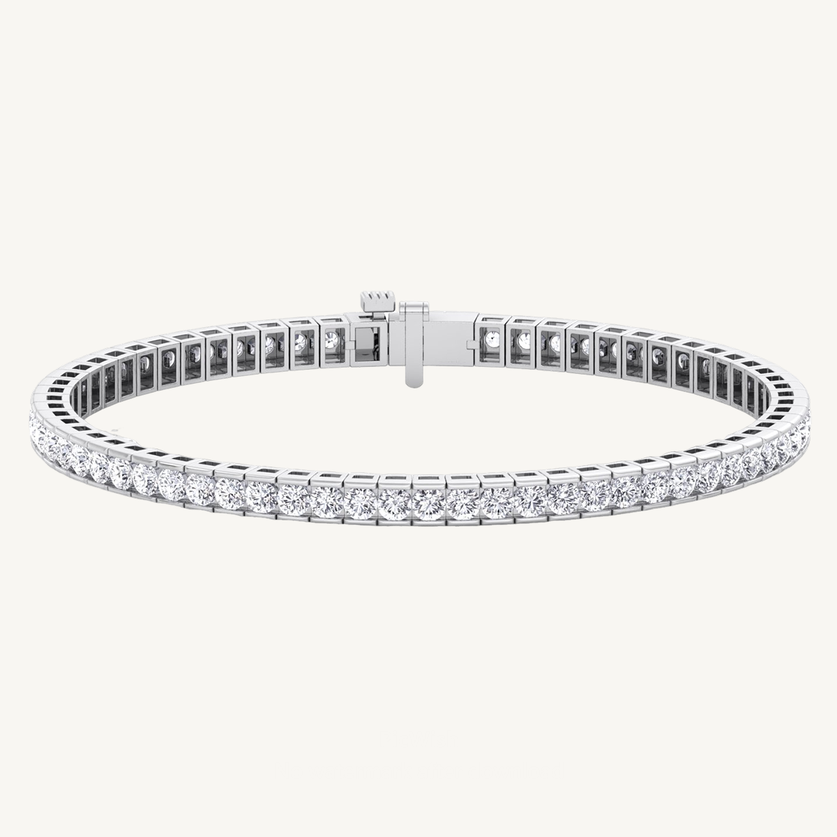 Channel Setting Round Cut Natural Diamond Tennis Bracelet 14K Solid Gold