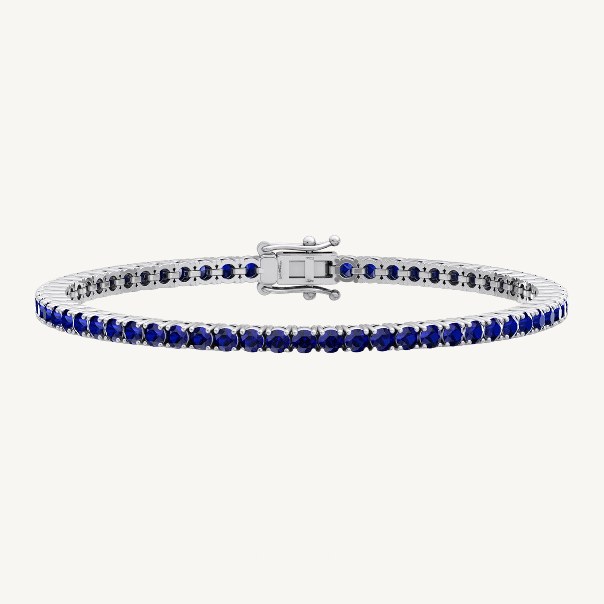 Natural Blue Sapphire Tennis Bracelet 18K Solid Gold