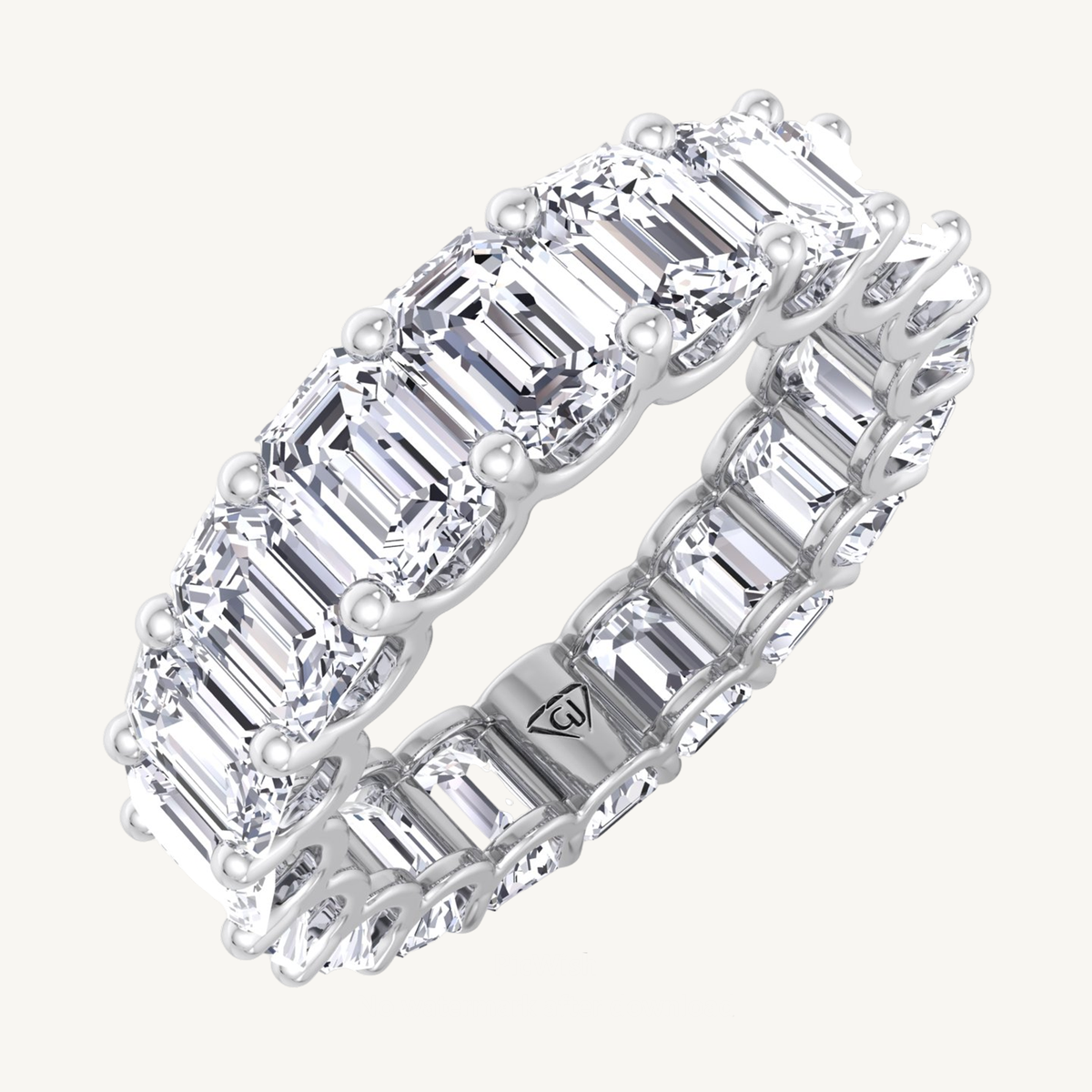 U-Prong Emerald Cut Natural Diamond Eternity Band
