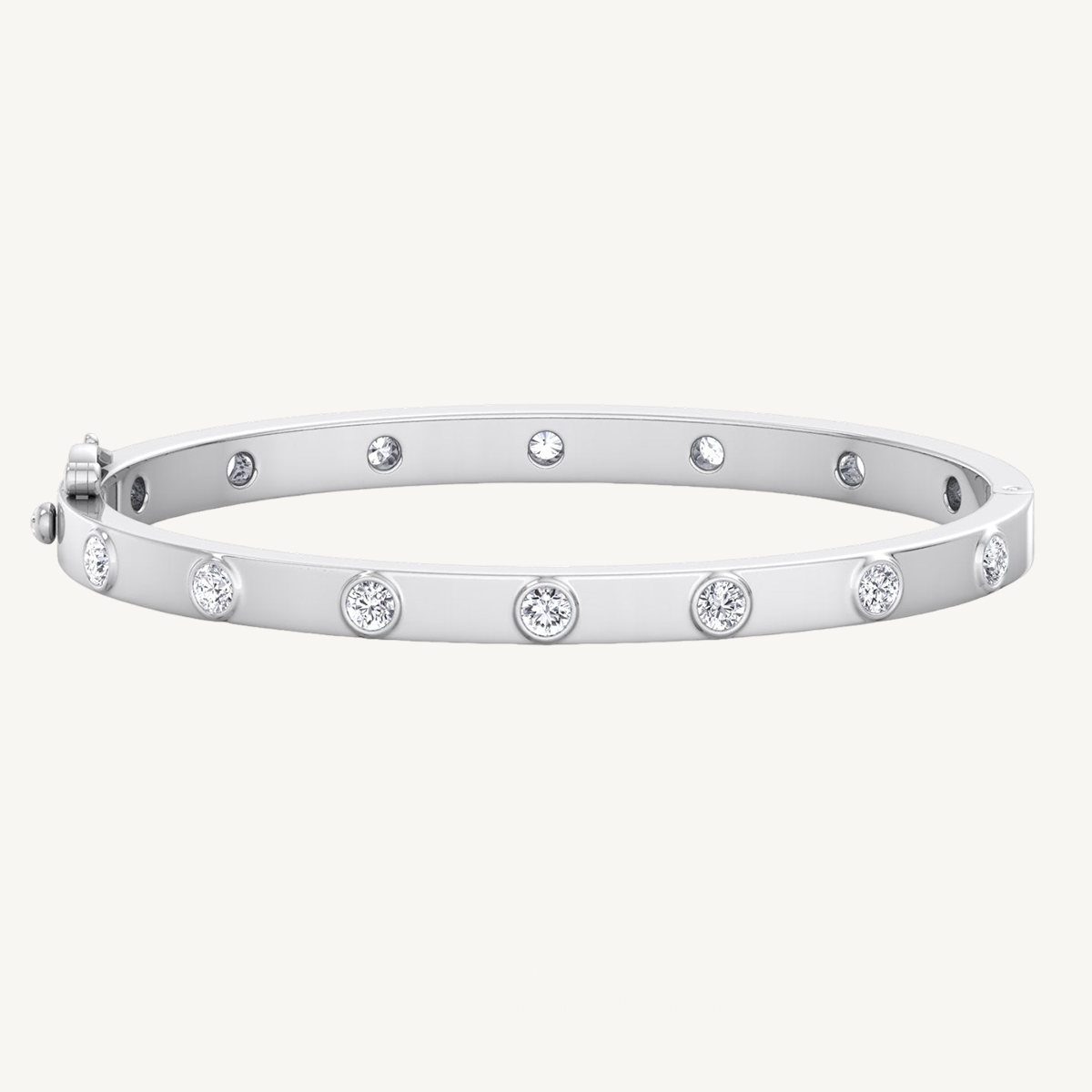 Round Cut Bezel Set Natural Diamond Bangle
