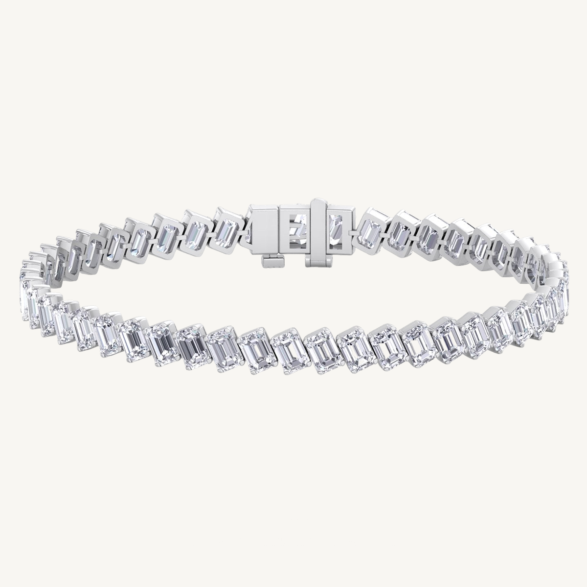 Emerald Shape Natural Diamond Diagonal Tennis Bracelet 18K Solid Gold
