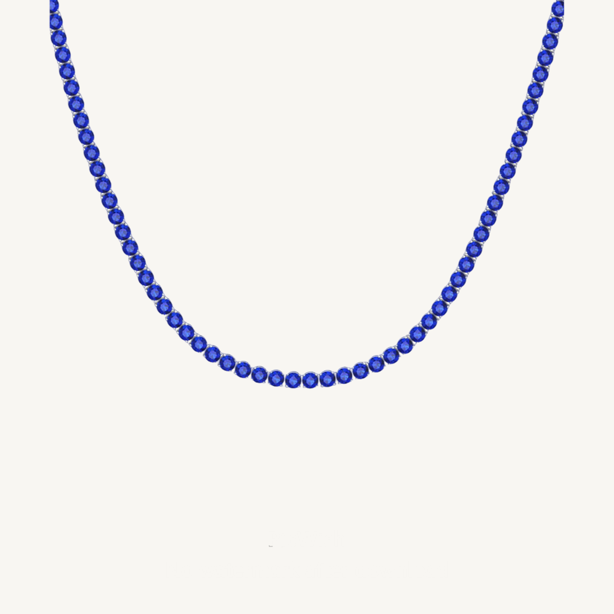 Men's Natural Blue Sapphire Tennis Necklace 14K Solid Gold
