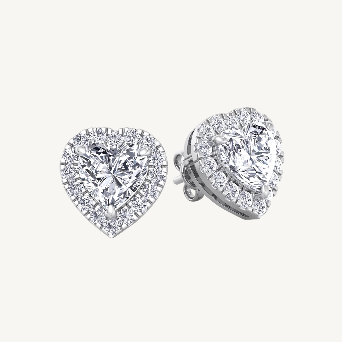 Heart Shape Diamond Halo Studs