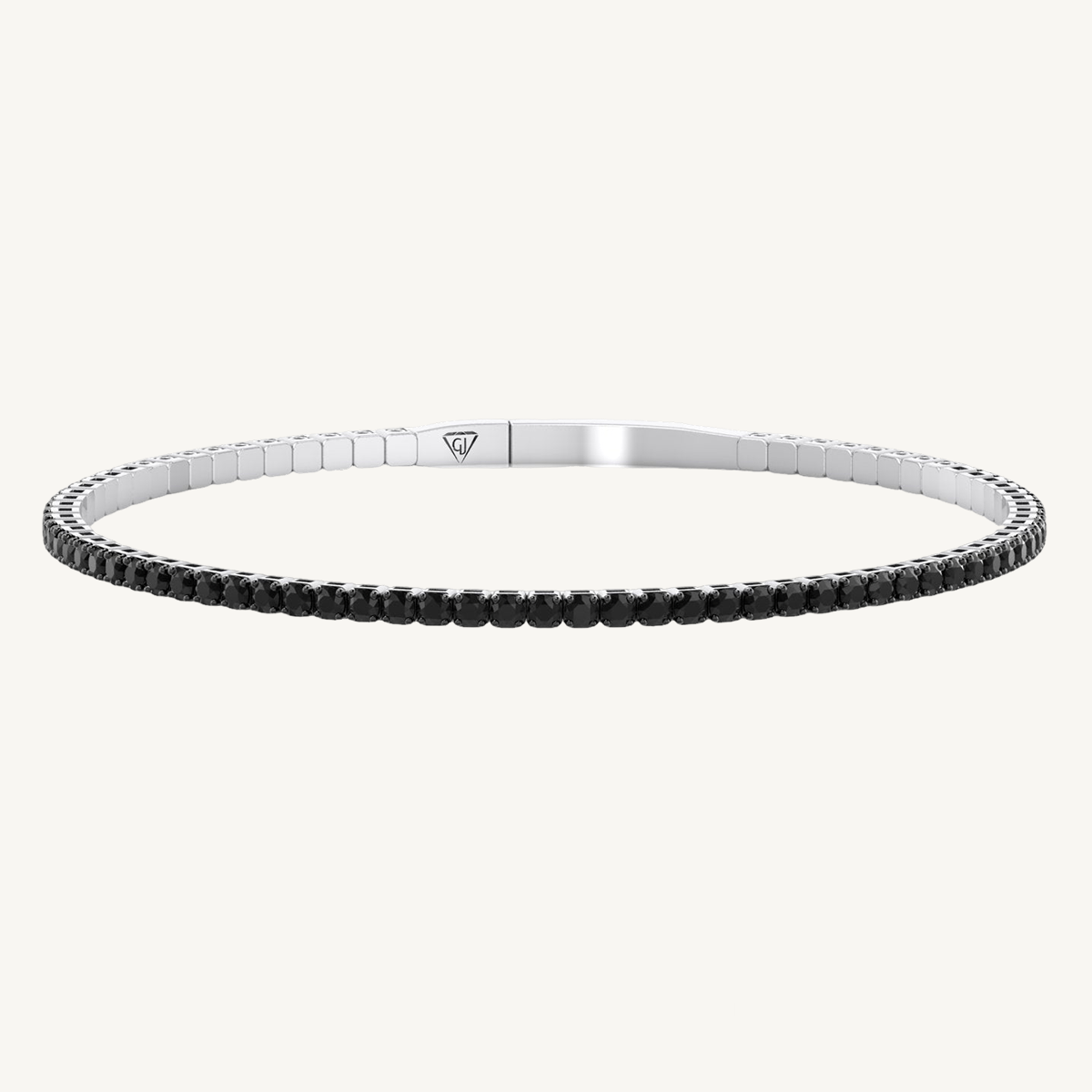 Flexible Natural Black Diamond Bangle in 14K Solid Gold