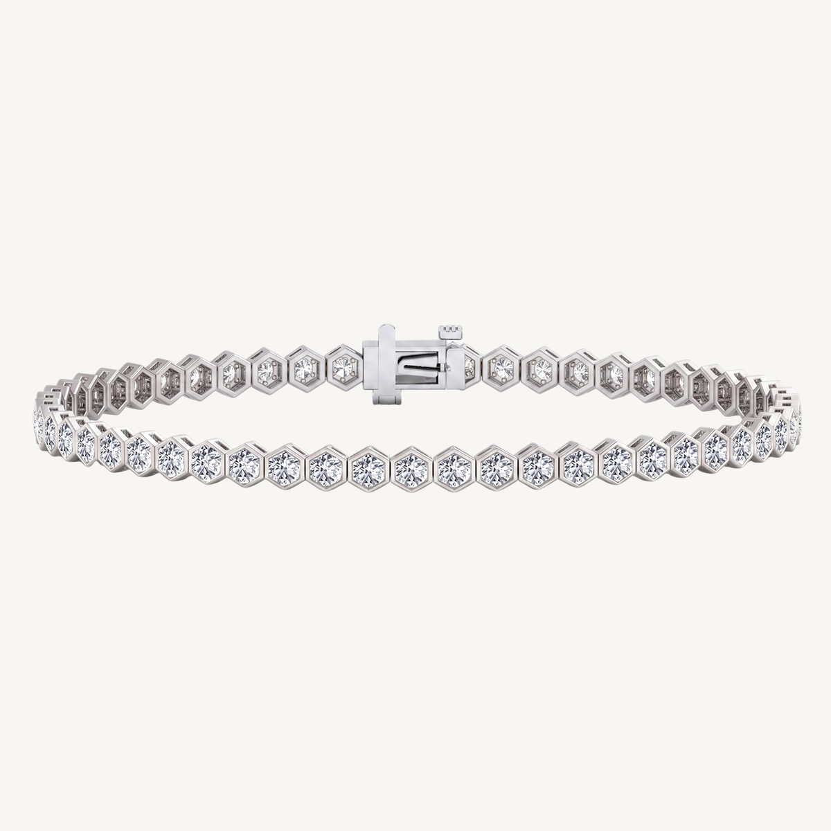 Bezel Set Natural Diamond Honeycomb Tennis Bracelet 18K Solid Gold