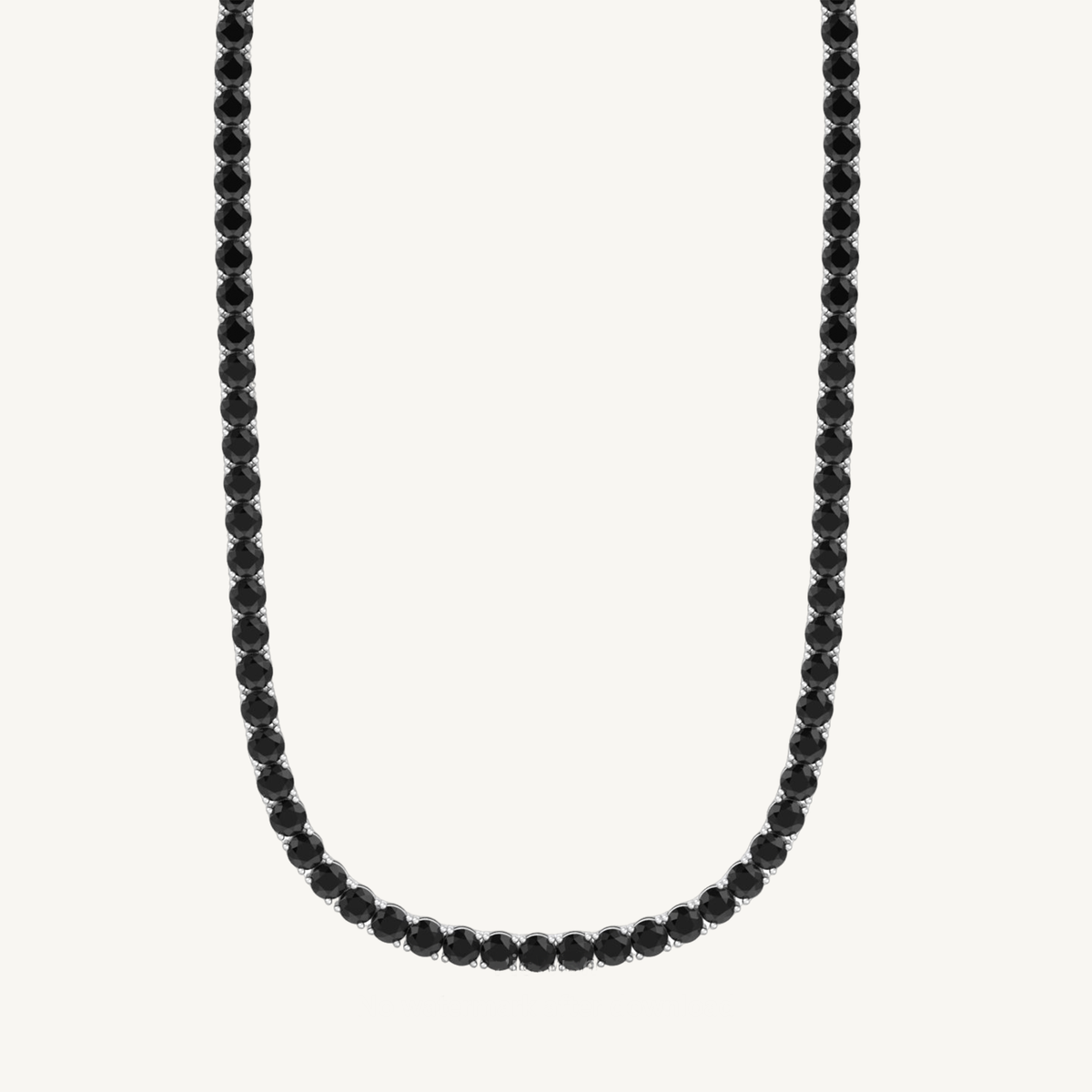 Men's Black Diamond Tennis Necklace 14K Solid Gold