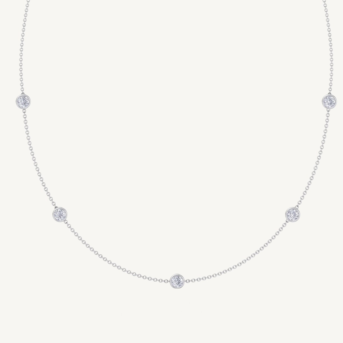 0.60CT T.W. Round Shape Natural Diamond Station Necklace