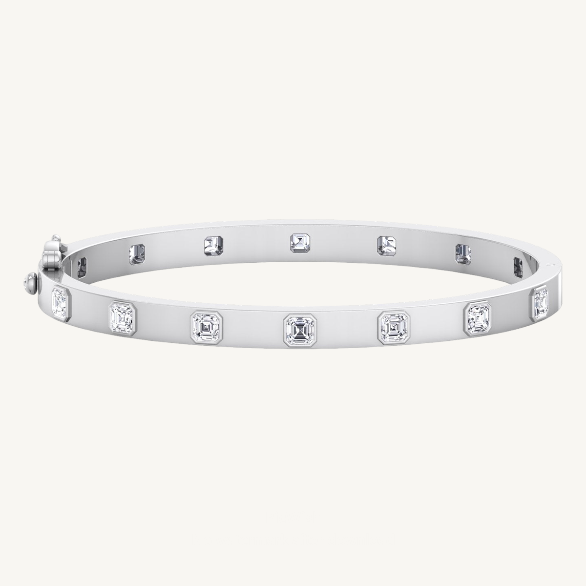 Asscher Cut Bezel Set Natural Diamond Bangle