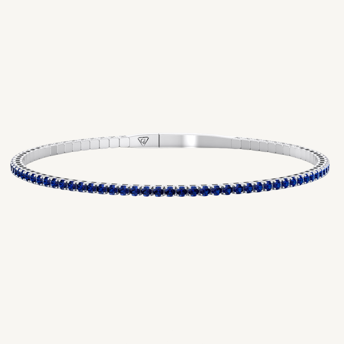 Flexible Natural Blue Sapphire Bangle in 14K Solid Gold