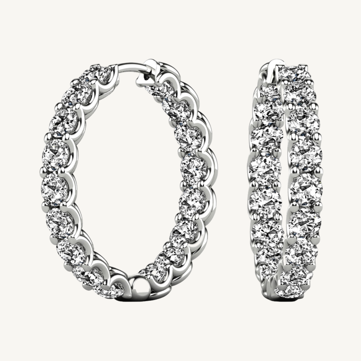 4.5CT Round Diamond Eternity Hoop Earrings 1"