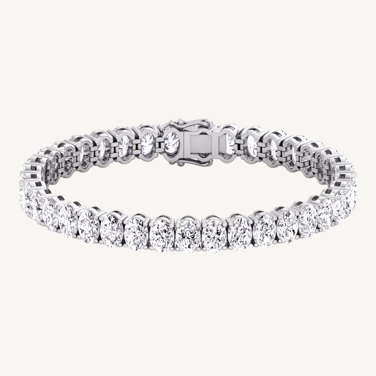 4 Prong Oval Shape Natural Diamond Tennis Bracelet 14K Solid Gold