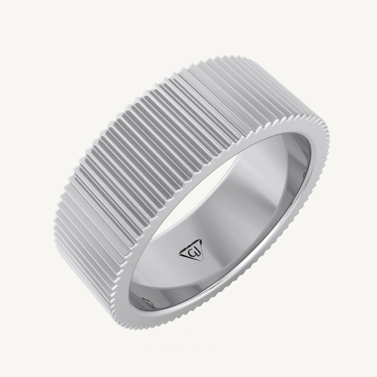 Unisex 8mm Fluted Gold Band