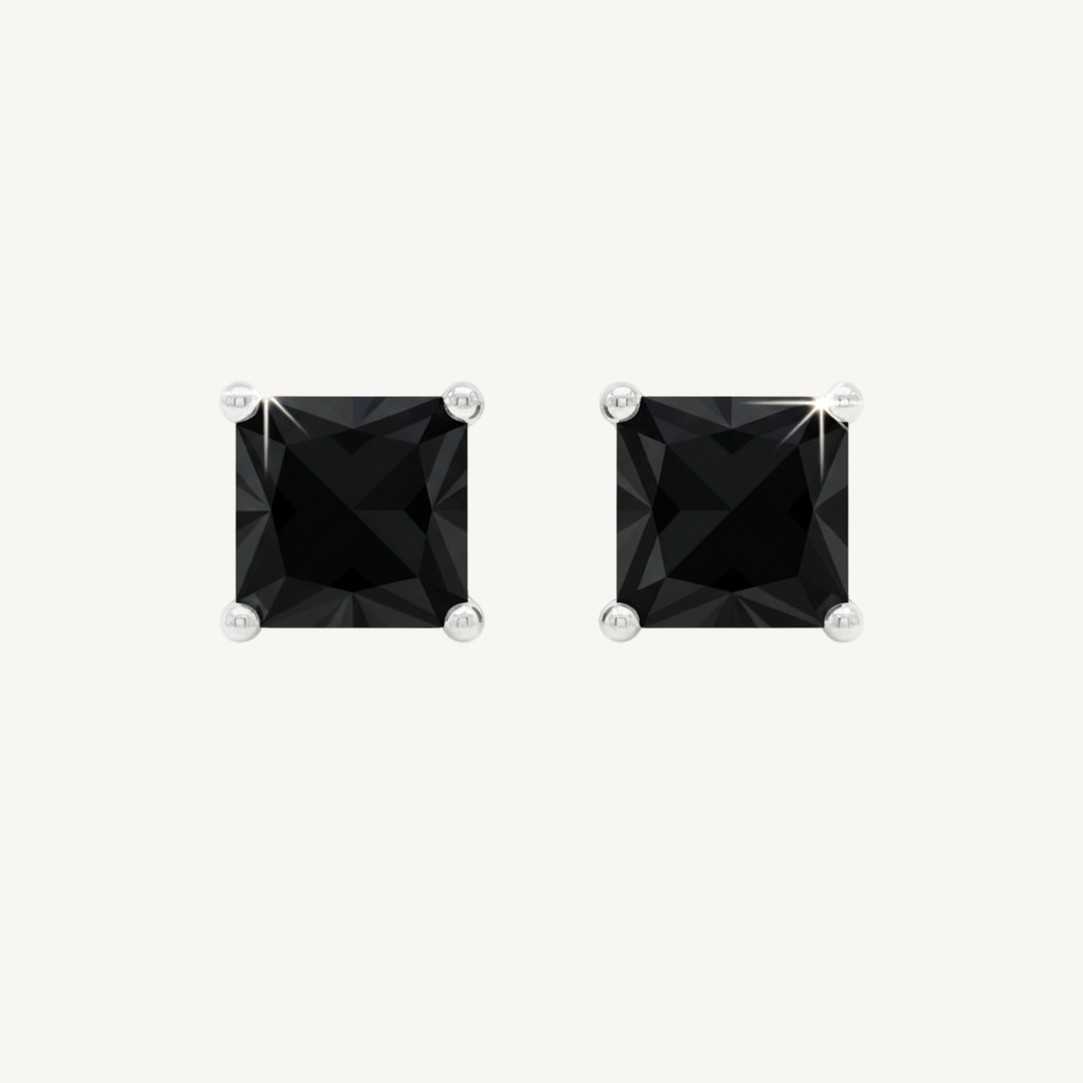 Men's Natural Black Diamond Princess Cut Studs