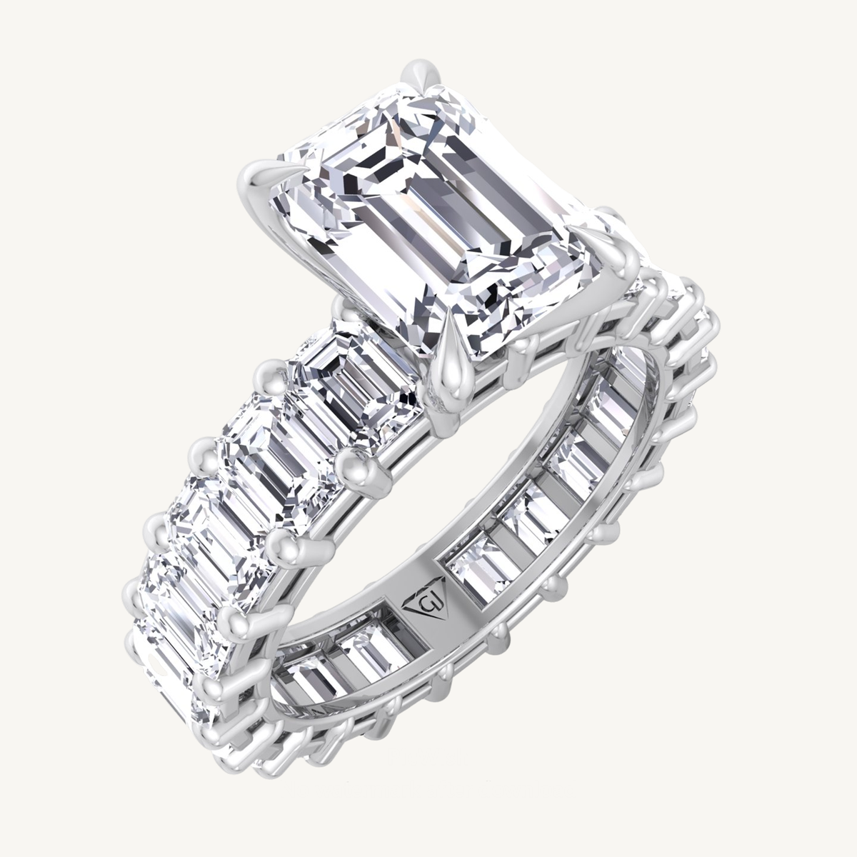 Emerald Cut Diamond Eternity Engagement Ring