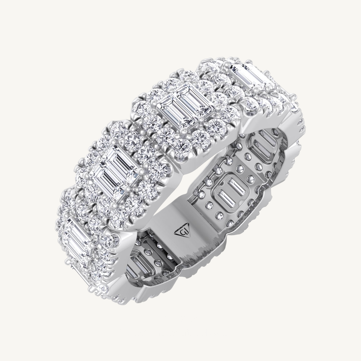 2.15CT Baguette and Round Cut Cluster Diamond Eternity Band
